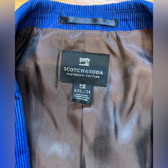 Scotch & Soda Single-Breasted Corduroy Blazer Cobalt Blue Brown Liner Sz XXL 54 - Picture 8 of 8